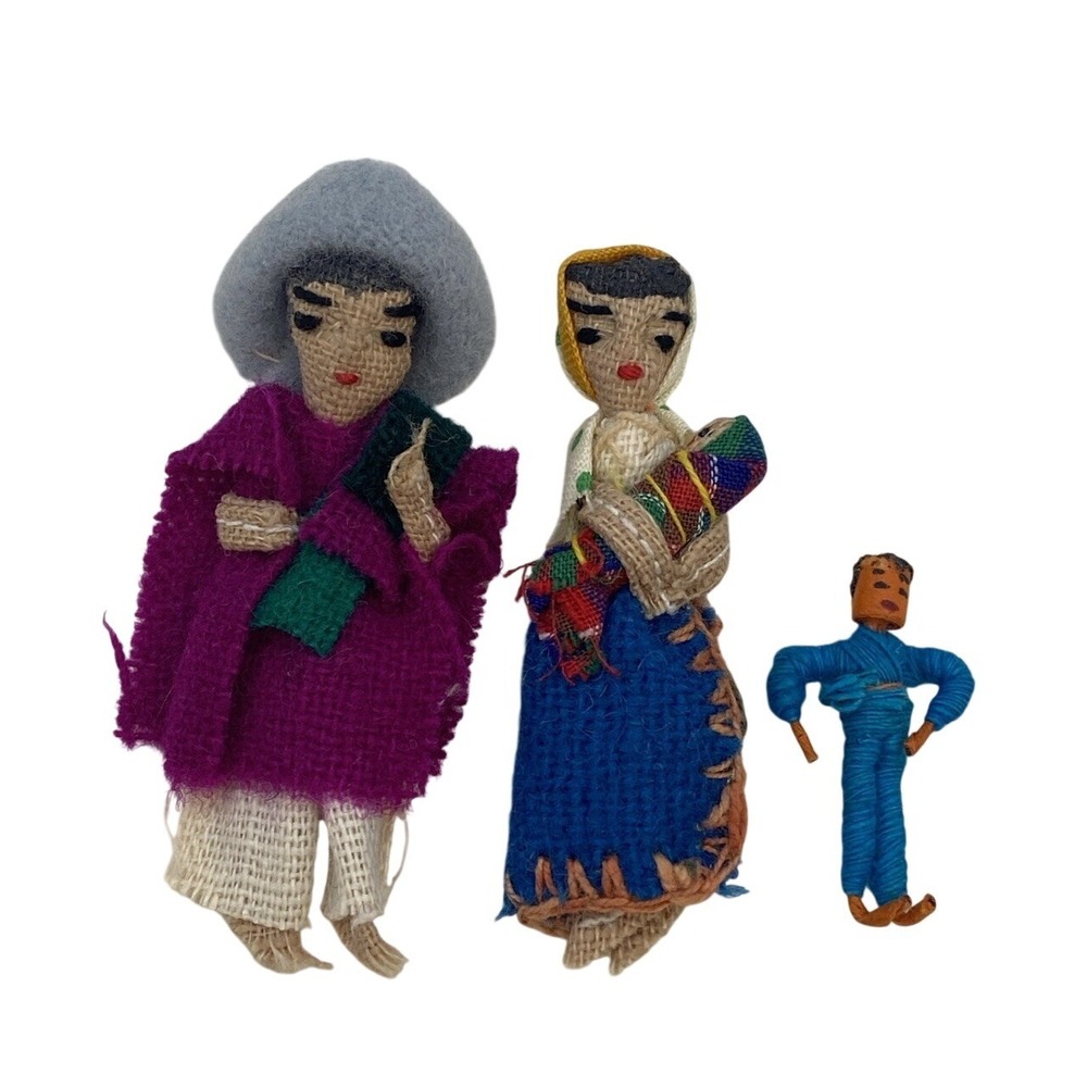 Guatemalan Worry Miniature Mini Doll Dolls Family Mom Dad Baby Child Woman Man‎